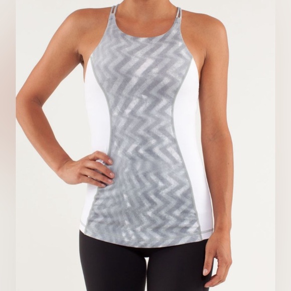 lululemon athletica Tops - Lululemon Virtuous Tank Blazer in Fossil / White